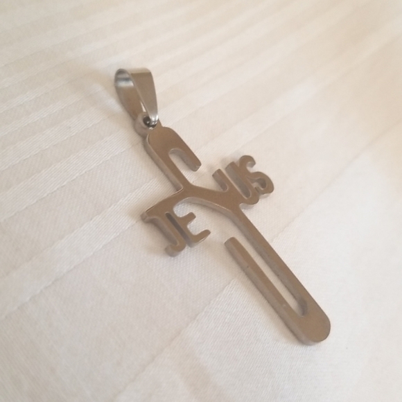 Silver Jesus Spell Out Pendant - Picture 2 of 3